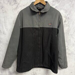 Dickies Jacket Mens XL Black.Gray Full Zip Shop Mechanic Quilted Lined Canvas